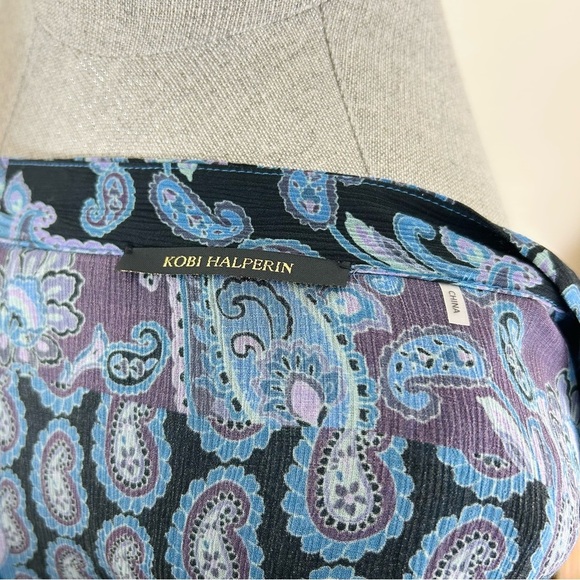 Kobi Halperin Winnie Blue Paisley Ruffle Top - no‎ size - Picture 6 of 7